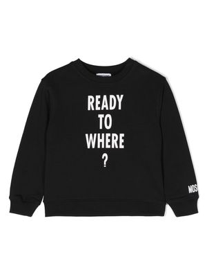 Moschino Kids slogan-print cotton sweatshirt - Black