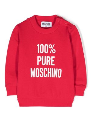 Moschino Kids slogan-print cotton sweatshirt - Red