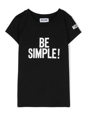 Moschino Kids slogan-print cotton T-shirt - Black