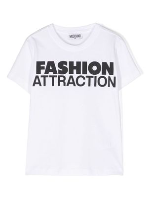 Moschino Kids slogan-print cotton T-shirt - White