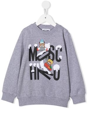 Moschino Kids snowboard-print crew-neck sweatshirt - Grey