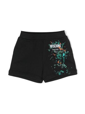 Moschino Kids splatter-detail cotton shorts - Black