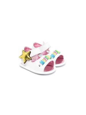 Moschino Kids star embellished open toe sandals - White