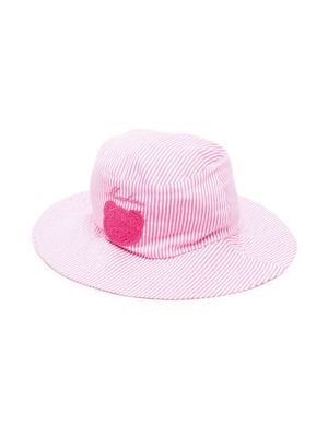 Moschino Kids stripe-print cotton hat - Pink