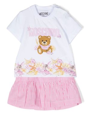 Moschino Kids stripe-print ruched skirt - Pink