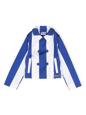 Moschino Kids striped double-breasted jacket - Blue