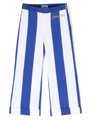 Moschino Kids striped wide-leg trousers - Blue