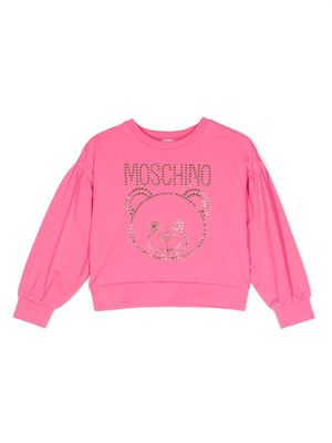 Moschino Kids stud-embellished Teddy Bear sweatshirt - Pink