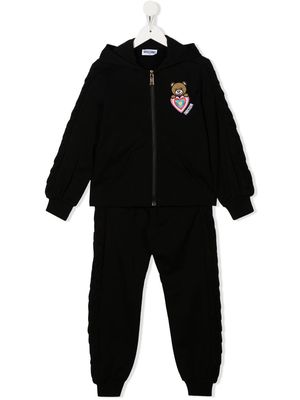 Moschino Kids Teddy-appliqué hooded tracksuit - Black