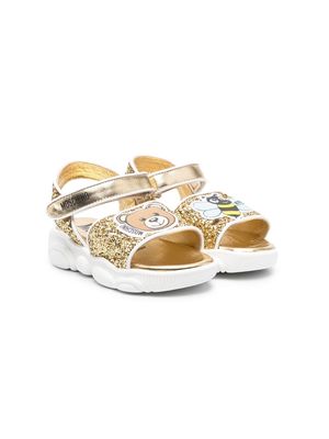 Moschino Kids Teddy Bear & Bee glitter sandals - Gold