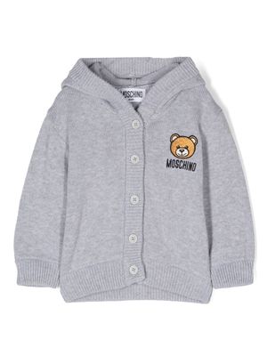 Moschino Kids Teddy Bear-appliqué cardigan - Grey