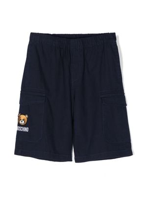Moschino Kids Teddy Bear-appliqué cargo shorts - Blue
