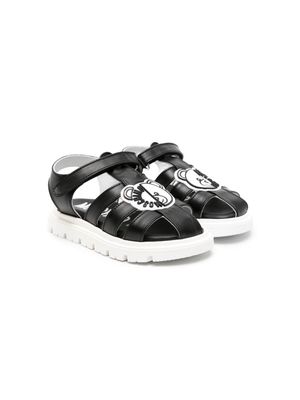 Moschino Kids Teddy Bear-appliqué leather sandals - Black