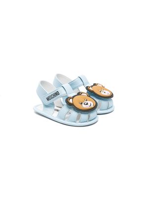 Moschino Kids Teddy Bear-appliqué leather sandals - Blue