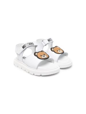 Moschino Kids Teddy Bear-appliqué leather sandals - White