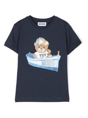 Moschino Kids Teddy Bear boat print T-shirt - Blue