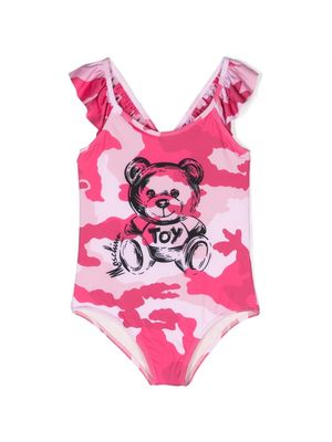 Moschino Kids Teddy Bear camouflage-print swimsuit - Pink