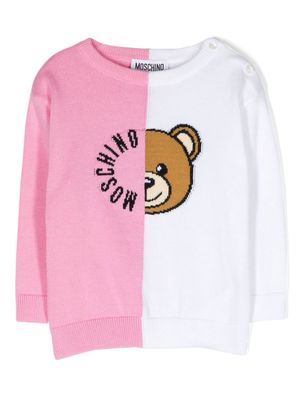 Moschino Kids Teddy Bear colour-block jumper - Pink