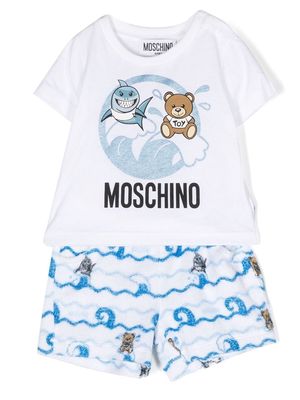 Moschino Kids Teddy Bear cotton-blend shorts - White