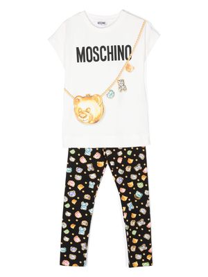 Moschino Kids Teddy Bear cotton-blend trousers - White
