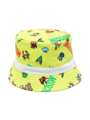 Moschino Kids Teddy Bear cotton bucket hat - Green