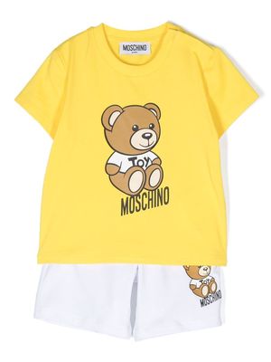 Moschino Kids Teddy Bear cotton short set - White