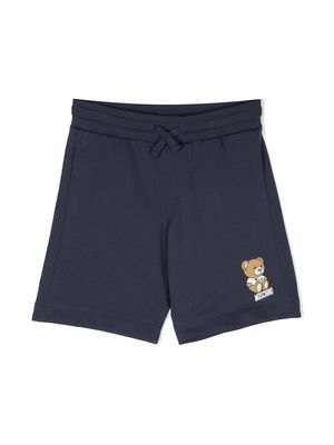 Moschino Kids Teddy Bear cotton track shorts - Blue