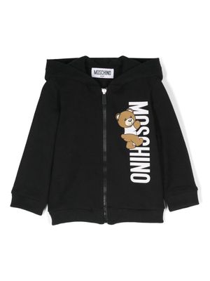 Moschino Kids Teddy Bear cotton zip-up hoodie - Black