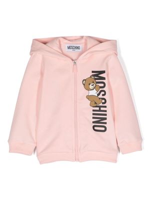 Moschino Kids Teddy Bear cotton zip-up hoodie - Pink