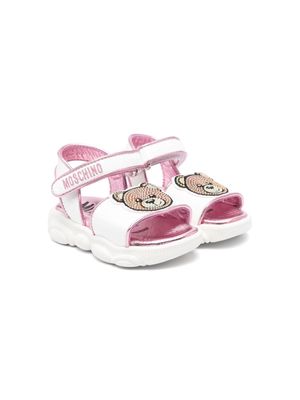 Moschino Kids Teddy Bear crystal-embellished sandals - White