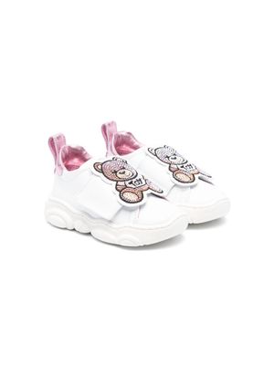 Moschino Kids Teddy Bear crystal-embellished sneakers - White