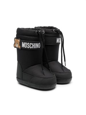 Moschino Kids Teddy Bear drawstring snow boots - Black