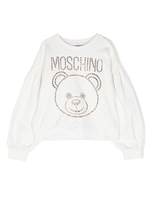 Moschino Kids Teddy Bear-embellished sweatshirt - White