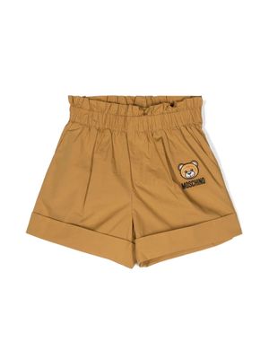 Moschino Kids Teddy Bear-embroidered cotton shorts - Yellow