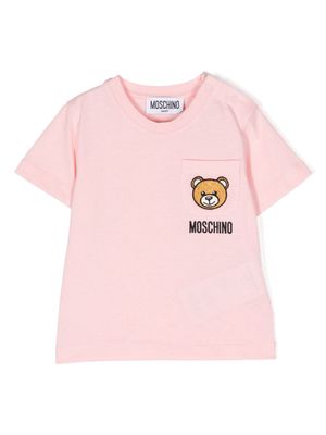 Moschino Kids Teddy Bear-embroidered cotton T-shirt - Pink