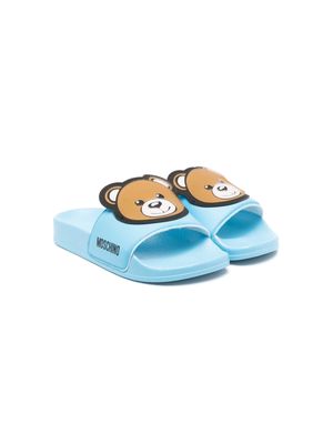 Moschino Kids Teddy Bear flat slides - Blue