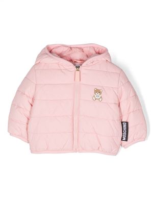 Moschino Kids Teddy Bear hooded padded coat - Pink