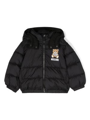 Moschino Kids Teddy Bear hooded padded jacket - Black