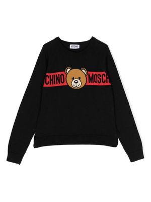 Moschino Kids Teddy Bear-instarsia cotton jumper - Black