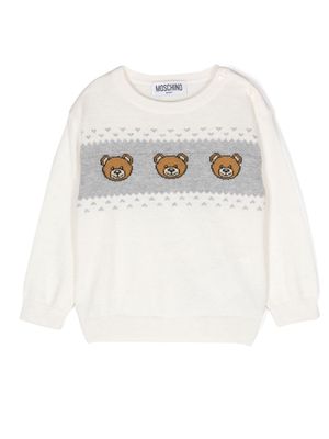 Moschino Kids Teddy Bear intarsia-knit jumper - Neutrals
