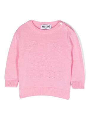 Moschino Kids Teddy Bear intarsia-knit jumper - Pink