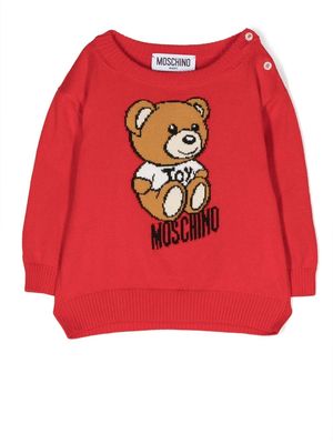 Moschino Kids Teddy Bear knitted jumper - Red