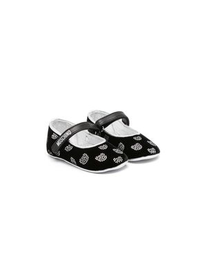 Moschino Kids Teddy Bear leather ballerina shoes - Black