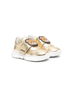 Moschino Kids Teddy Bear leather sneakers - Gold