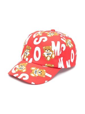 Moschino Kids teddy bear logo-print baseball cap - Red