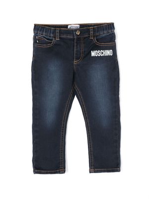 Moschino Kids Teddy Bear logo-print jeans - Blue