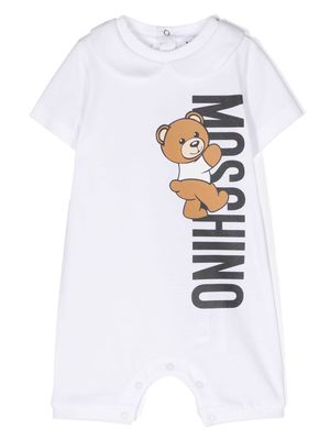 Moschino Kids Teddy Bear logo-print romper - White