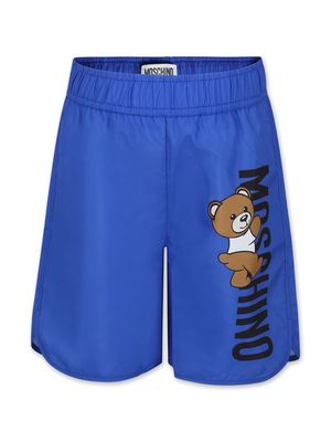 Moschino Kids Teddy Bear logo-print swim shorts - Blue