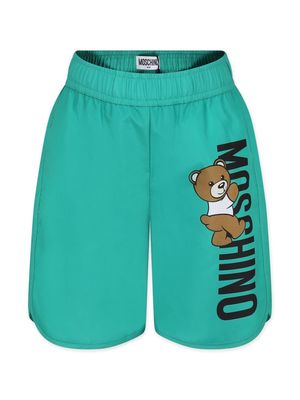 Moschino Kids Teddy Bear logo-print swim shorts - Green