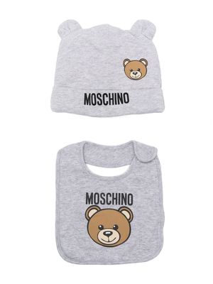 Moschino Kids Teddy Bear mélange beanie set - Grey